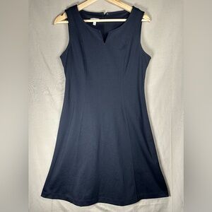 Talbots Black Sleeveless V-Notch Fit Flare Dress Elegant